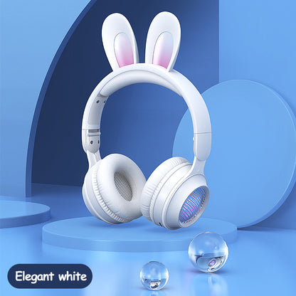 Rabbit Ear Headphones Wireless Luminous Extendable Wheat Headphones White