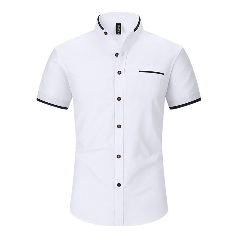 Stand Collar Men's Short Sleeve Shirt Buy Center