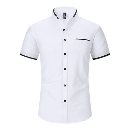 Stand Collar Men's Short Sleeve Shirt Buy Center