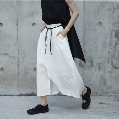 White Cotton Linen Pants Circular Linen Loose Casual Culotte Buy Center