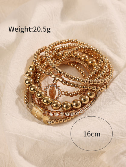 Fresh on the Scene at Buy Center: New Personalized Round Bead Diamond Shaped CCB Handmade Bead Elastic Bracelet For Couples And Girlfriends, 5-piece Set Bracelet