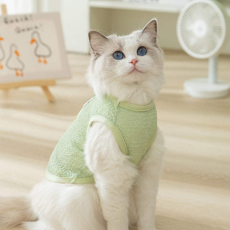 Newly Released at Buy Center: Fashion Hollowed-out Breathable Bear Patch Cat Clothes