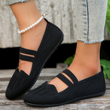 Hot New Items at Buy Center: Casual Mesh Flats Women's Low-cut Round Toe Slip-on Knit Shoes