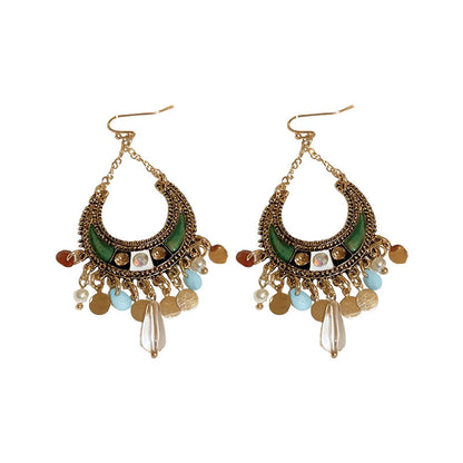 Bohemian Style Colorful Moon Sequined Tassel Earrings Buy Center