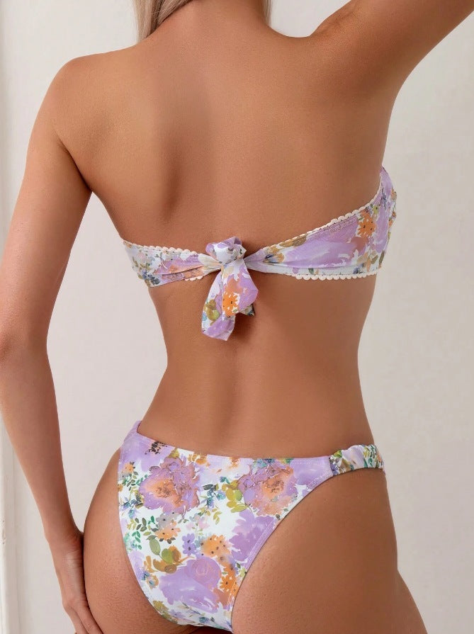 Just Arrived at Buy Center: Women's Shell Print Design Split Tight Backless Bikini Suit