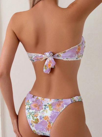 Just Arrived at Buy Center: Women's Shell Print Design Split Tight Backless Bikini Suit