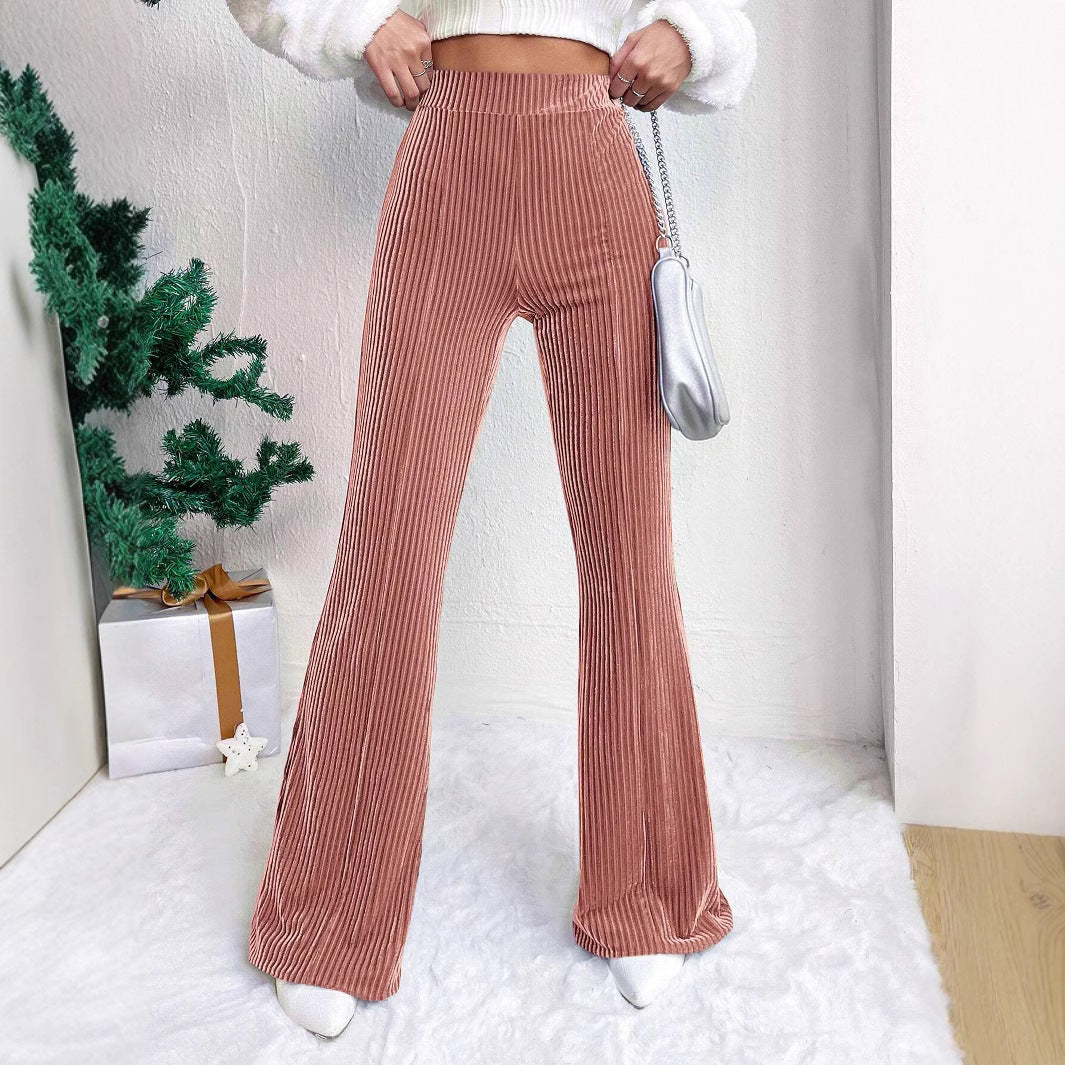 High Waist Lamp Wick Corduroy Bell-bottom Pants Wide Leg Women | Women's Clothing3 | Buy Center