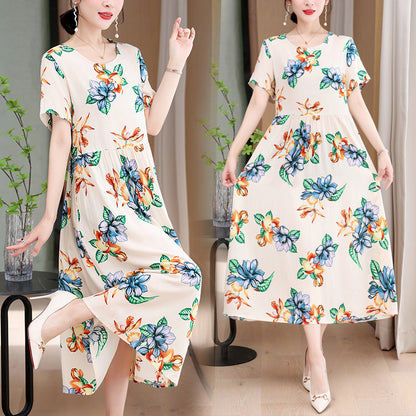 Buy Center Hot Pick-Casual Extra Large Size Cotton Silk Mother Loose Dress Women