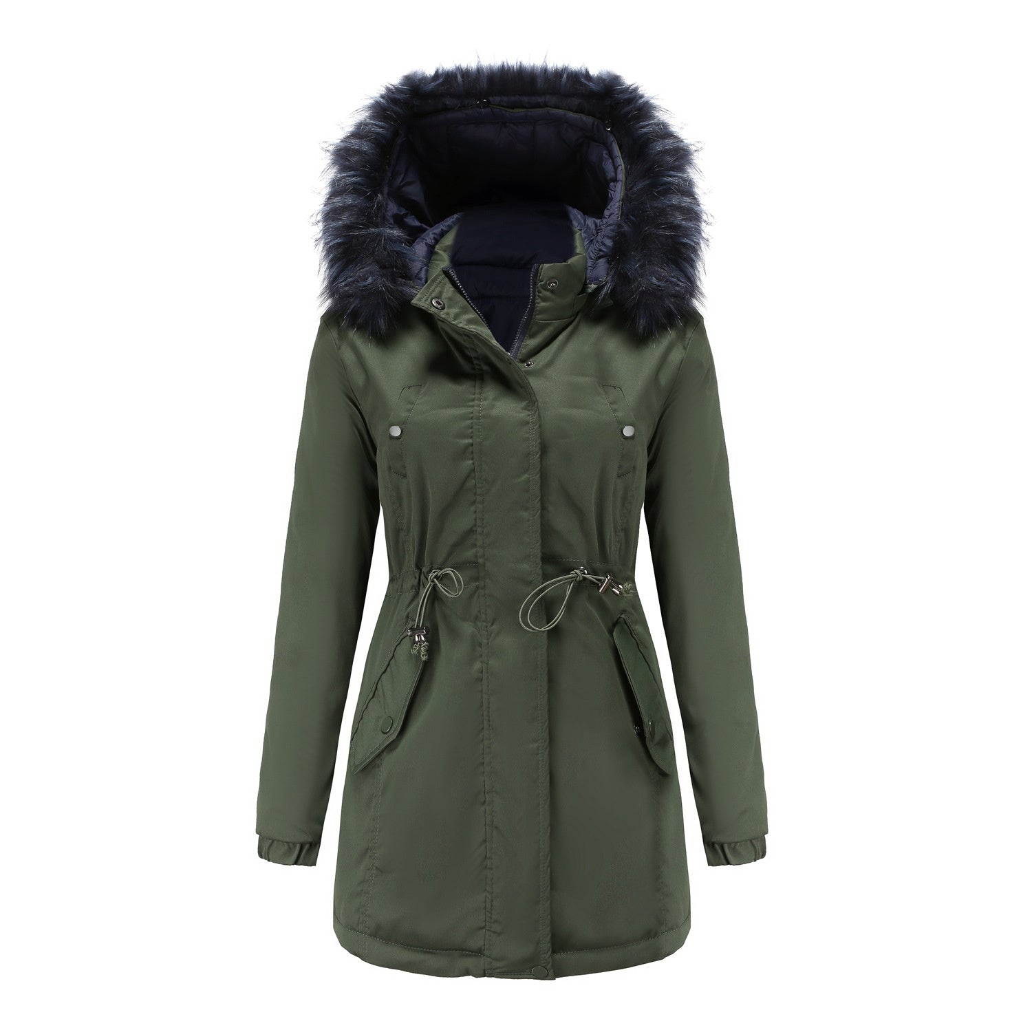 Double-sided Detachable Fur Collar Hat Quilted Parka Buy Center