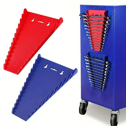 Just Arrived at Buy Center: 12 Slot Plastic Magnetic Suction Movable Wrench Storage Rack Red And Blue