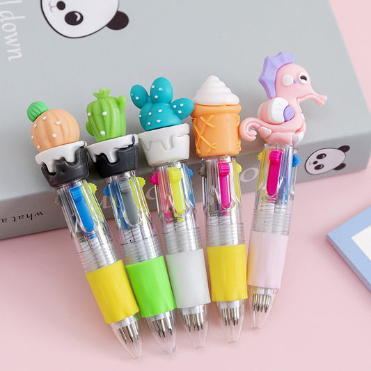 Fresh on the Scene at Buy Center: Cute Cartoon Cute Object Four-color Press Color Ballpoint Pen