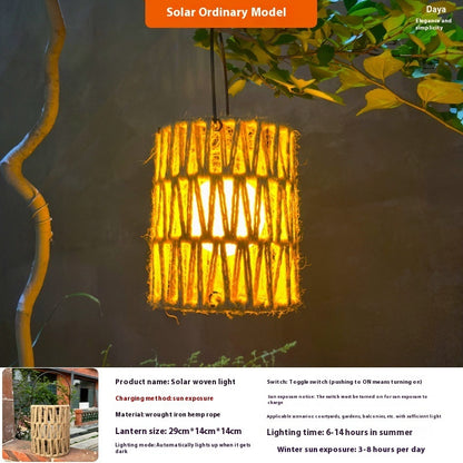 Hot New Items at Buy Center: Solar Garden Decoration Bamboo Woven Candle Lights Solar Hemp Rope Braided Lamp