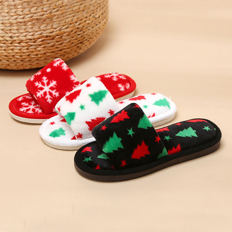 Christmas Tree Home Slippers Fashion Floor Bedroom Open-toe Plush Slippers For Women Fuzzy House Shoes Buy Center