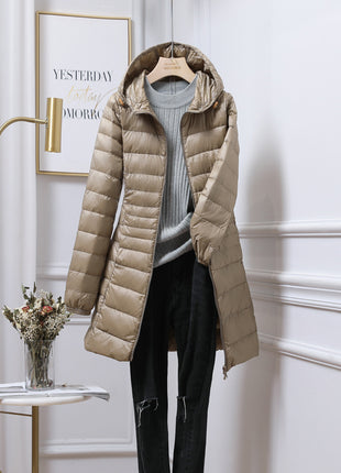 Women's Solid Color Casual Hooded Down Jacket