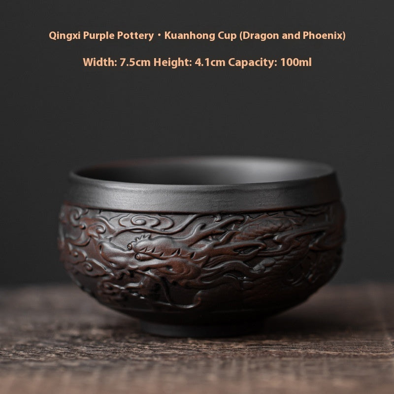 Buy Center Ultimate-Qingxi Purple Pottery Chinese Style Handmade Ceramic Kung Fu Tea Cup Kuanhong Cup Dragon Phoenix