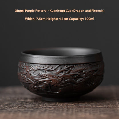 Buy Center Ultimate-Qingxi Purple Pottery Chinese Style Handmade Ceramic Kung Fu Tea Cup Kuanhong Cup Dragon Phoenix