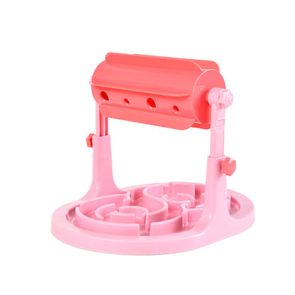 Newly Released at Buy Center: Interactive Dog Cat Food Puzzle Toy Slow Feeder Pet Bowl Treat Boredom Dispensing Slow Feeder Anxiety IQ Training In Smart Feeding And Adjustable Height For Small Medium Dogs Pink