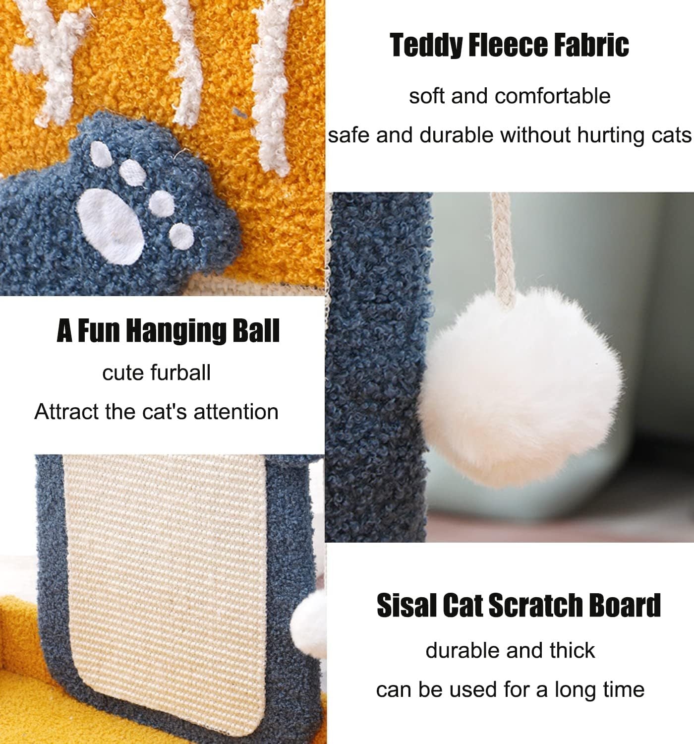 Hot New Items at Buy Center: Sisal Scratch Posts With Hanging Ball, Cat Scratching Board With Cat Bed, Cat Eating Fish Shape Cat Scratch Pad For Indoor Cats Kitten