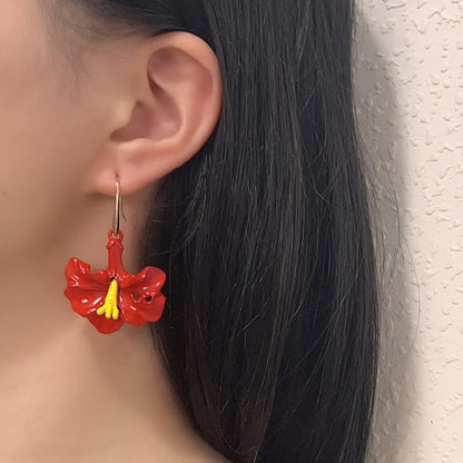 Buy Center Prestige-Creative Design Red Alloy Dripping Morning Glory Ear Hook