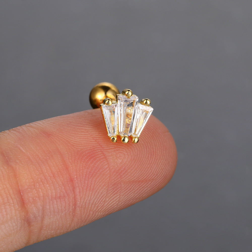 Puncture Ear Bone Stud Female Fine Zircon-embedded Earrings Buy Center