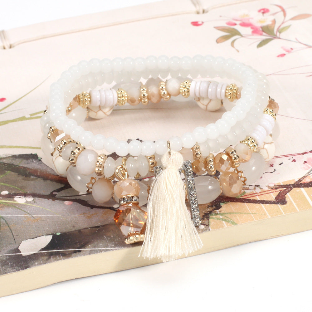 Buy Center Exclusive Offer-Bohemian Tassel Crystal Pendant Multi-layer Vintage Bead Bracelet