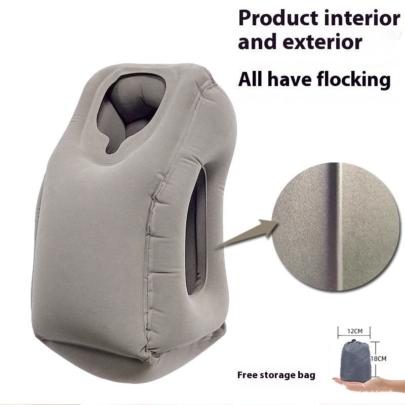 New Portable Travel Inflatable Pillow Long Distance Ride Neck Pillow 1st generation gray 30x35x50cm