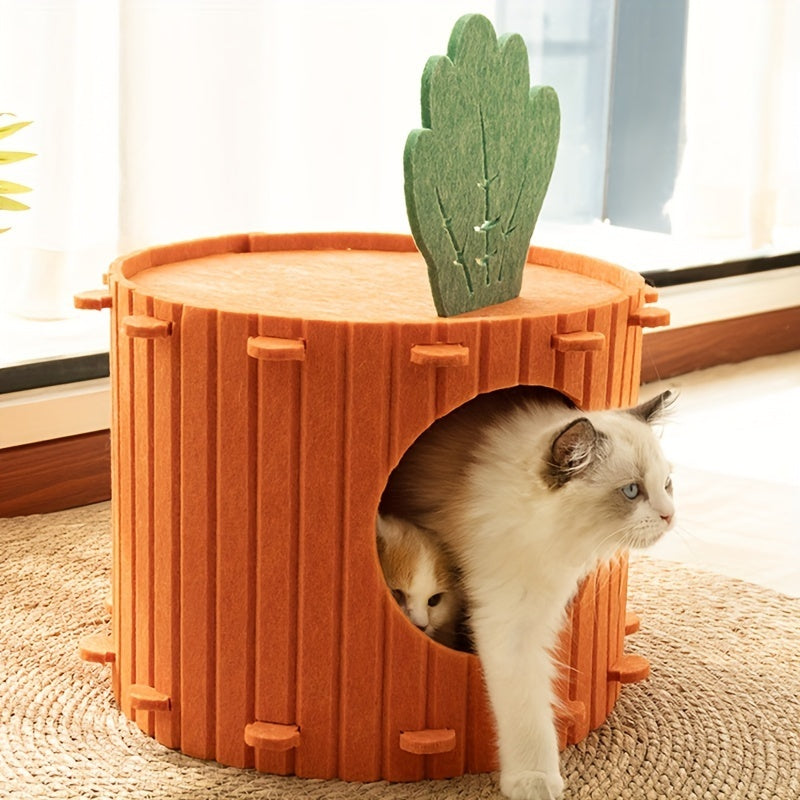 Buy Center Top Rated-Carrot Cat Nest Cat Tunnel Felt Cat Nest Drilled Semi Enclosed Cattery