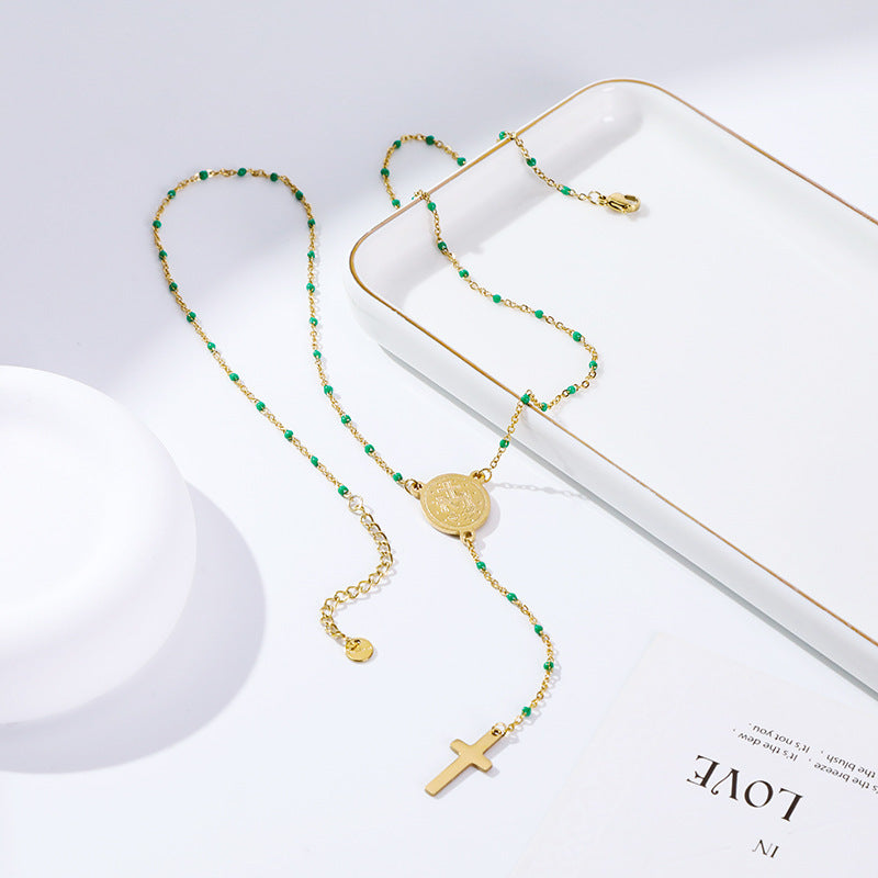 Buy Center Handpicked- Women's Long Drip Glazed Enamel Stainless Steel Necklace 6Style