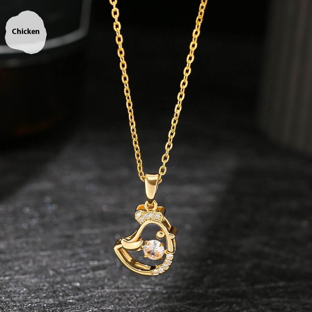 Buy Center Deal-Ins Zodiac Smart Necklace Micro-inlaid Chicken 18K Gold Plating