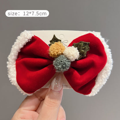 Red Big Bow Fur Ball Hair Accessories Christmas Decorations Buy Center