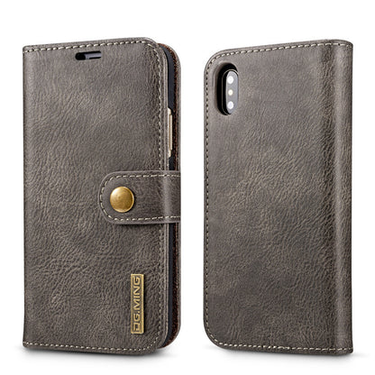 Just Arrived at Buy Center: Cowhide Two-fold Split Adsorption Mobile Phone Leather Case Gray