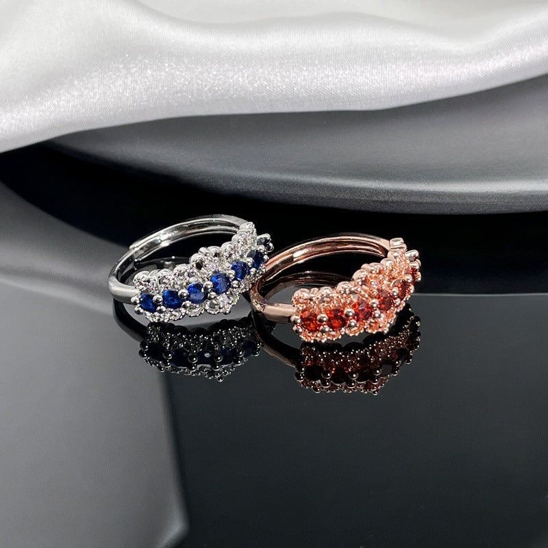 Buy Center Handpicked- Retro Gang Drill Colored Gems Ring Fashion