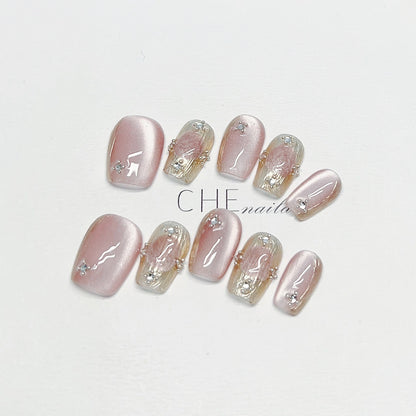 Fresh on the Scene at Buy Center: French Handmade Wear Nail Manicure Heavy Industry Cat Eye High-grade White Fake Nail Tip