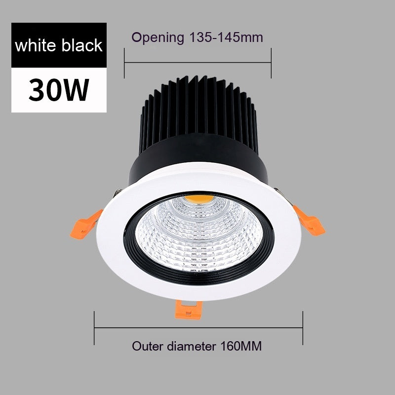 Just Arrived at Buy Center: Led Anti-glare Spotlight Embedded Variable Light With Three Colors Ceiling Lamp Black 30W Hole 135 To145mm