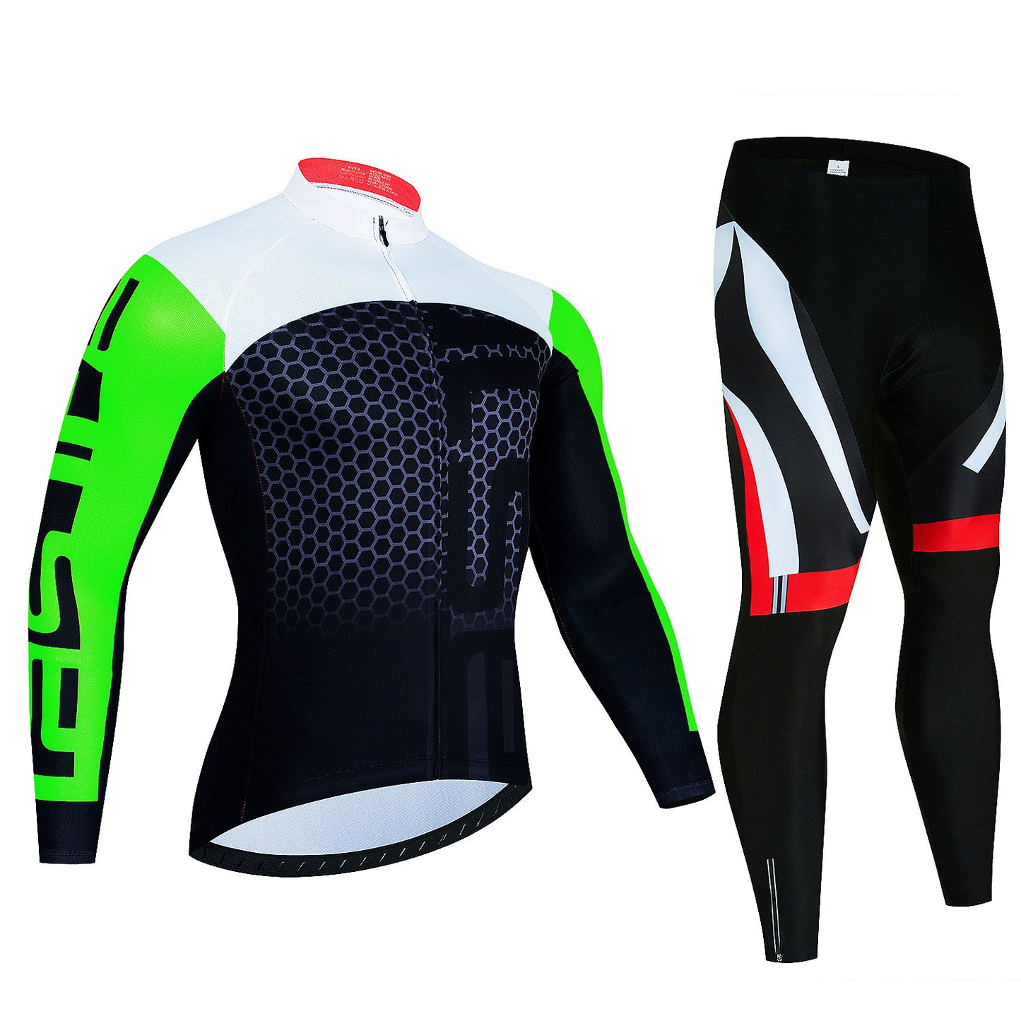 Fresh on the Scene at Buy Center: Men's Riding Jersey Long Sleeve Top And Trousers Wicking Breathable Cycling Suspender Suit Style16