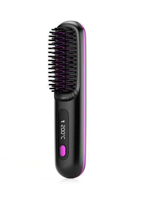 Peigne à cheveux lisse 2 en 1, lisseur sans fil, brosse à cheveux, chauffage rapide, boucleur chaud portable, chargement USB