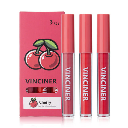 Buy Center Ultimate: 3 Fruits Lip Glaze Set Matte Finish Nonstick Cup