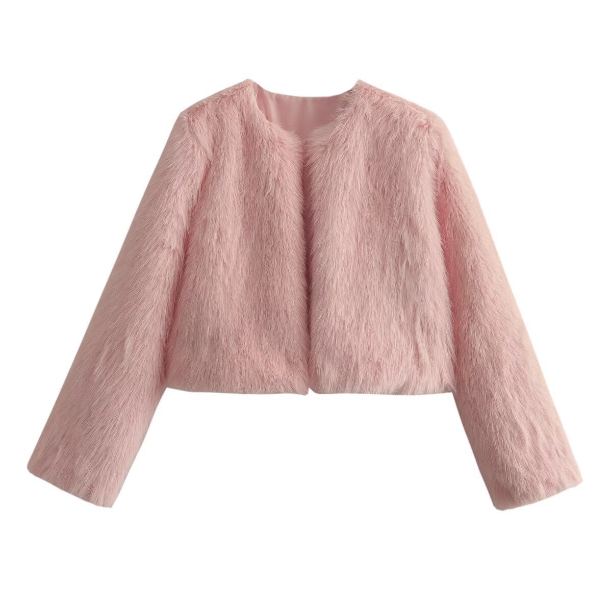 Manteau court en fausse fourrure de polyester pour femme