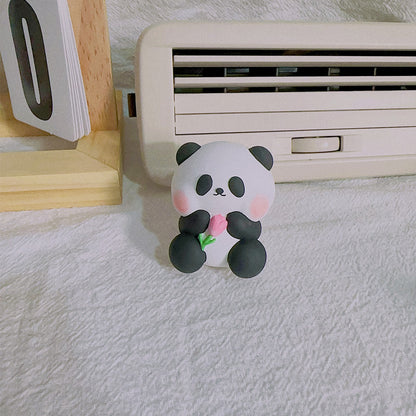 Newly Released at Buy Center: Cute Panda Car Vent Perfume Aromatherapy Car Decoration Holding Flower Panda