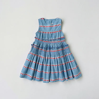 Hot New Items at Buy Center: Sleeveless Vest Dress Cake Dress Blue Grid Love