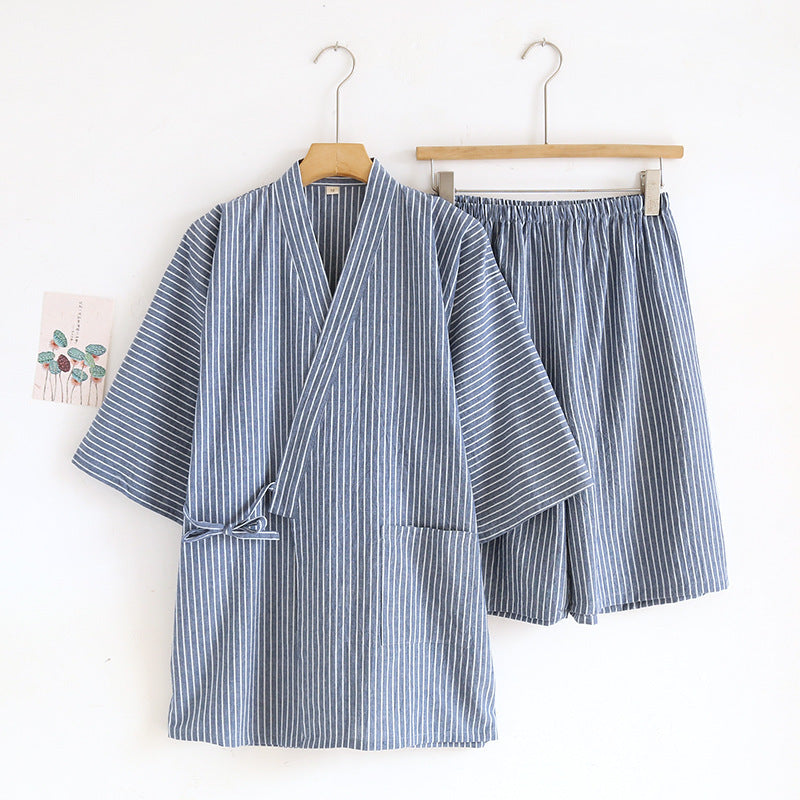 Washed Cotton Thin Striped Pajamas Buy Center