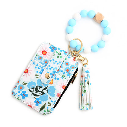 Buy Center Hot Pick-Women's Floral Print Leather Card Bag 8 Light Blue