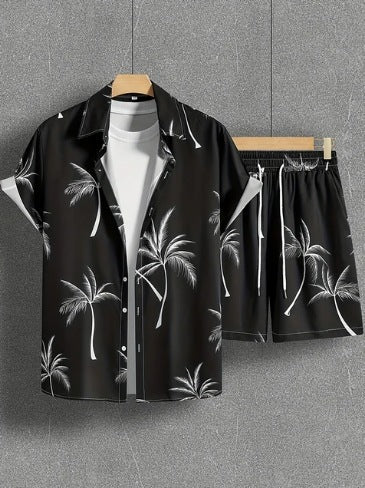 Printed Casual Men's Shirt And Shorts Two-piece Set Buy Center