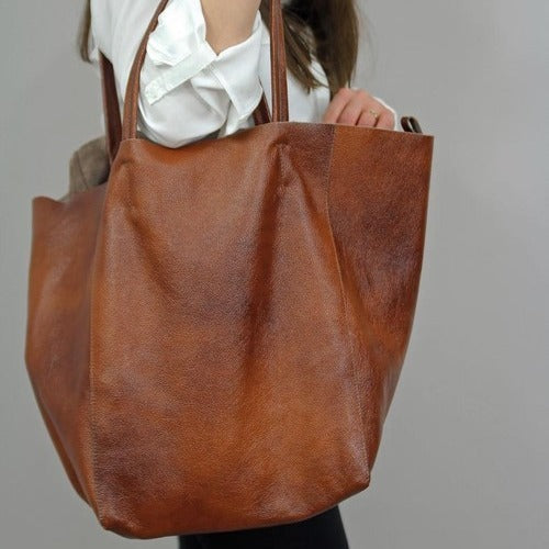 Retro Style Large Bag Women's Soft Leather Large Capacity Shoulder | Bags & Shoes3 | Buy Center