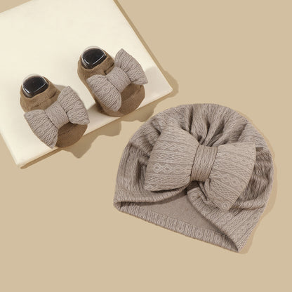 Fresh on the Scene at Buy Center: Tam-o'-shanter And Socks Suit Infant Knitted Big Bow Brown