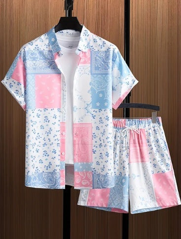 Printed Casual Men's Shirt And Shorts Two-piece Set Buy Center