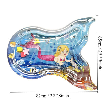 Hot New Items at Buy Center: Children's Inflatable Marine Animal Racket Water Cushion Baby Crawling Racket Water Bag Racket Water Cushion Climbing Pad Mermaid Tail Shape