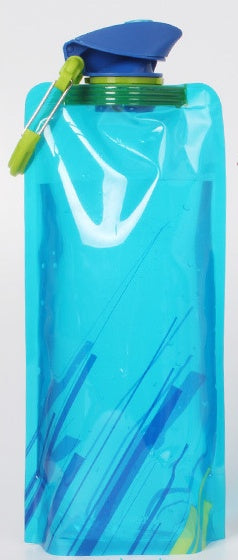 PVC Outdoor Camping Hiking Foldable Portable Water Bags Container Blue 700ml