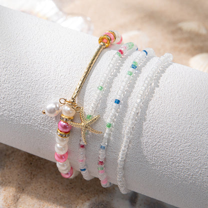 Buy Center Hot Pick-Personalized Layered Glass Bracelet With Bohemian Style Pink