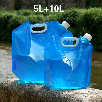 PVC Outdoor Camping Hiking Foldable Portable Water Bags Container Blue 5L 10L